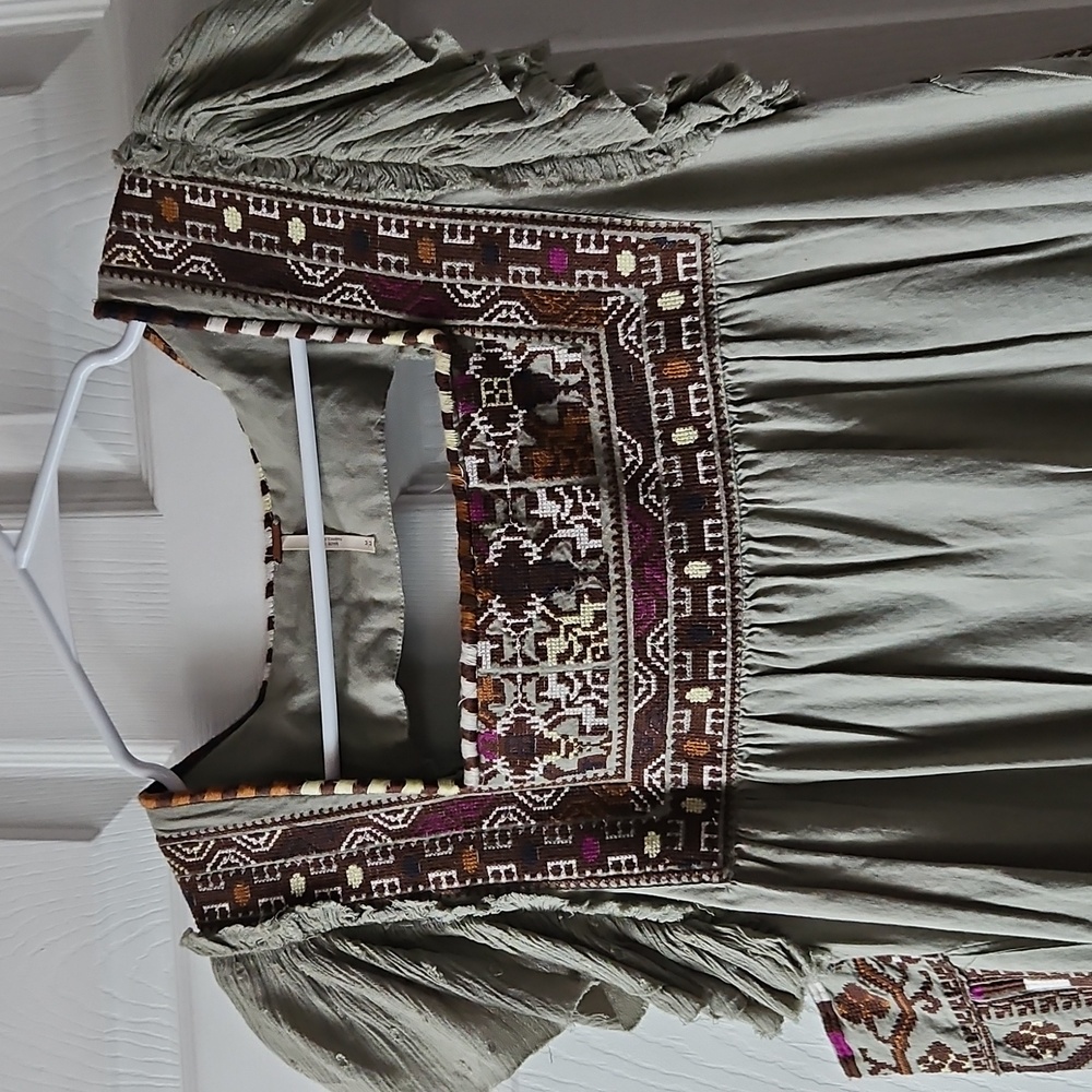 Free People Day Glow Embroidered Green Dress - Picture 2 of 6
